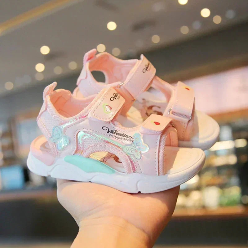 Girls Sandals Gladiator Cartoon Sweet Soft Children Beach Shoes Kids Summer Floral Sandals Princess Shoes Fashion Cute 250407