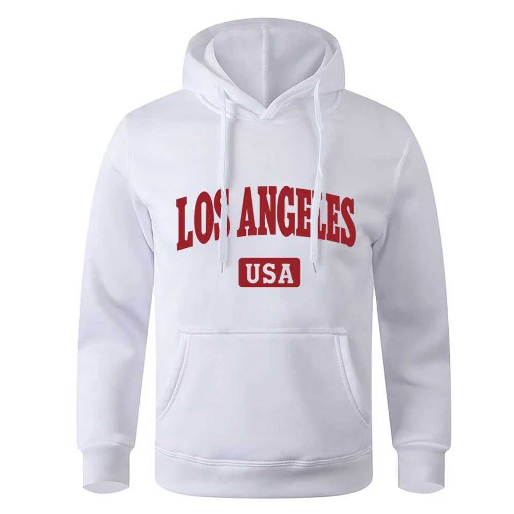 California Los Angeles American City Letter Pattern Hoodie Mens Fashion Hip Hop Zipper Hoodie O-Neck Street Sweatshirt Pocket Hoodie W250408