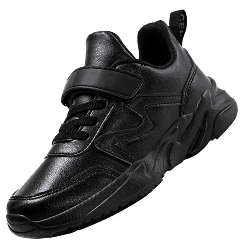 Leather breathable childrens sports shoes 2022 autumn new website childrens sports black and white childrens girls and boys leisure running W250407