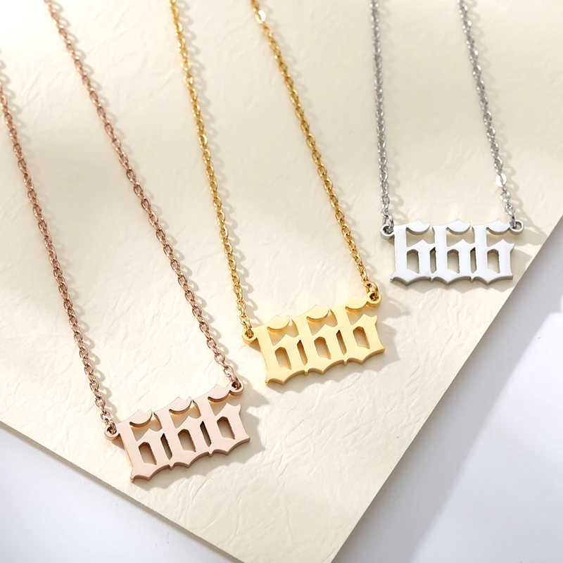 444 666 777 Angel Number Necklace Devil Angel 999 222 111 Necklace For Women Collares Chain Stainless Steel Minimst JewelryC250407
