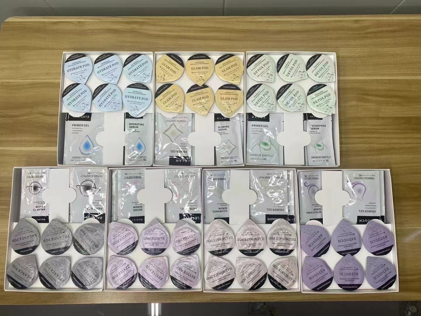 2025 7 flavors Newest HYDRATE DETOX GLAM Oxygen Pods Capsule Serum Bubble Facial Kit For 3 in 1 Oxygen Facial Machine