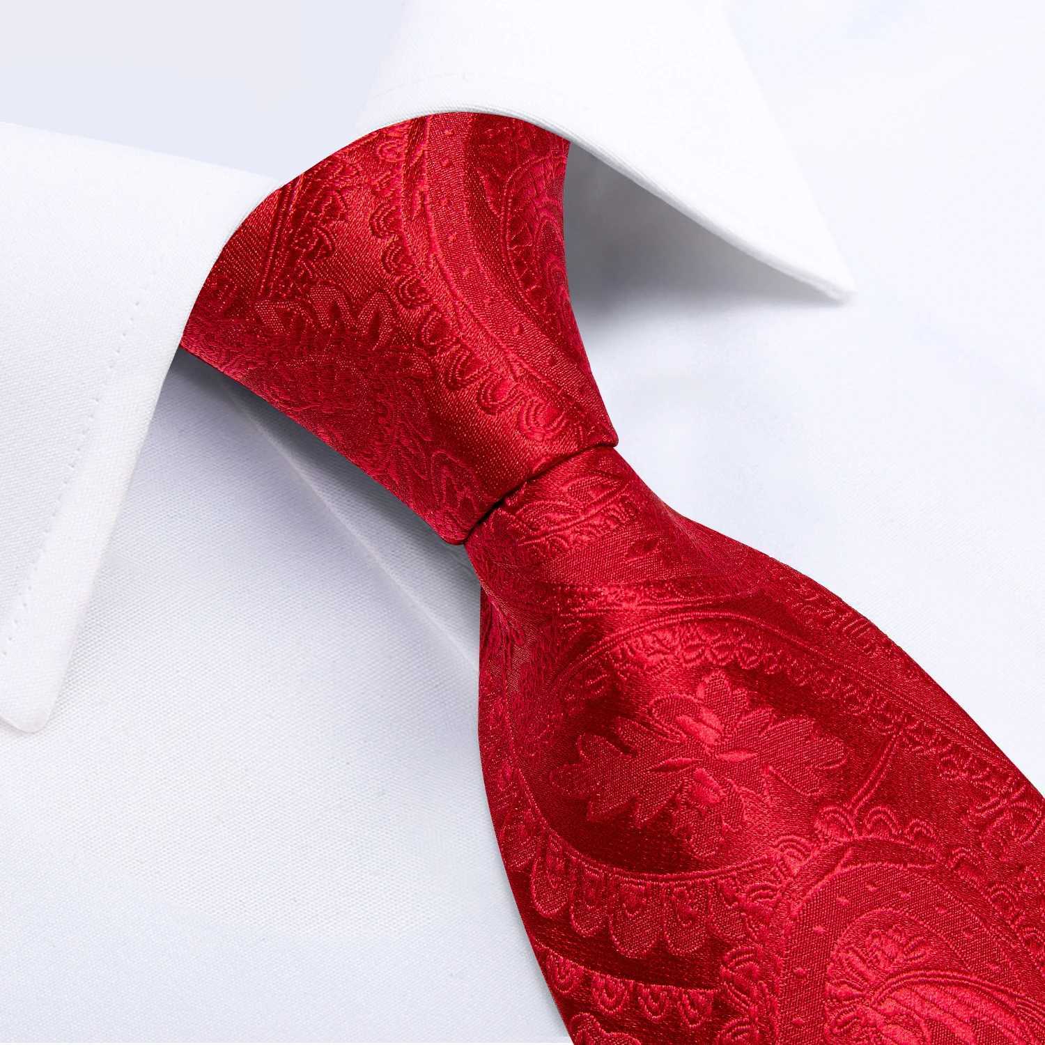 New Design Wedding Men Tie Red Solid Striped Paisley Neckties For Men Business Dropsing DiBanGu Hanky Cufflinks Tie Set X250407