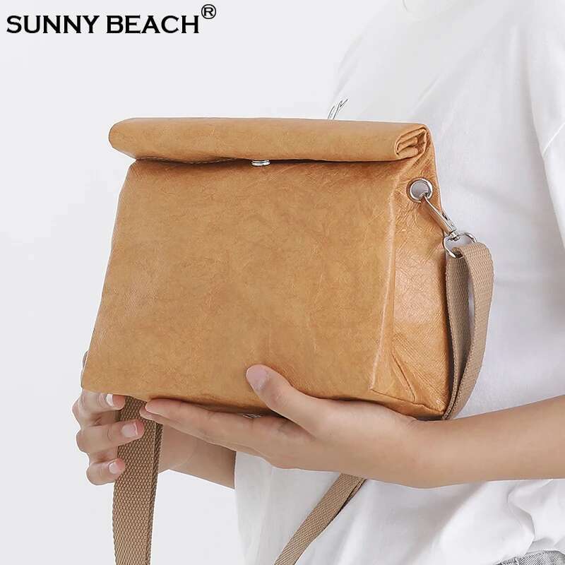 Design Single Shoulder Leisure Messenger New High Quality Kraft Paper Women Bag