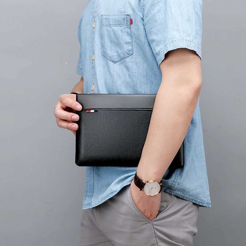 Fashion Business Style Mens Handbag Clutch Bag Soft PU Leather Male Waist Pack Bag Elegant Leisure Stylish Hand bag Men Pouch H251107
