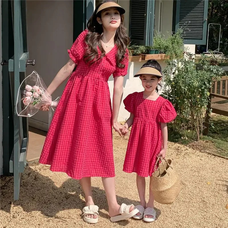 Same Mother and Daughter Dresses Summer Baby Girl One-piece Dress for Women Fashion Clothing Mom and Me Vacation Clothes 250407