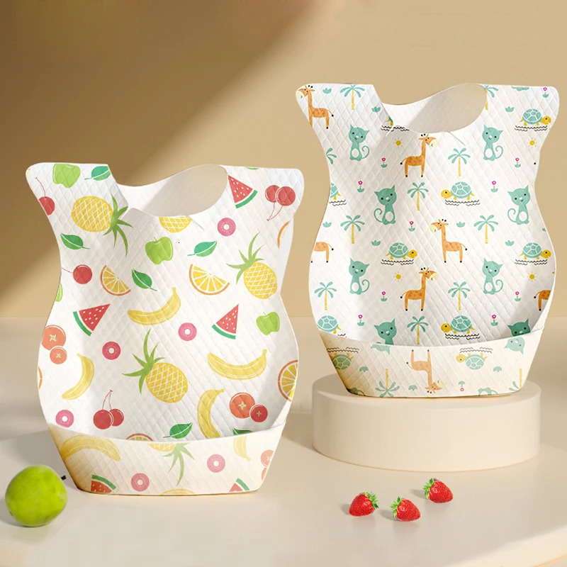 Disposable Baby Bibs Burp Cloths Waterproof Cartoon Toddler Baby Stuff for Feeding Portable Travel Infant Baby Accessoriy 10Pcs 250407