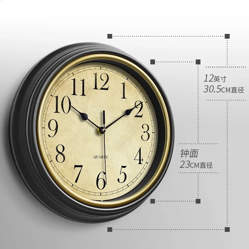 Vintage Wall Clock European Style Silent Clocks Living Room Decoration Clocks Wall Hanging Home Art Quartz Clocks 250408