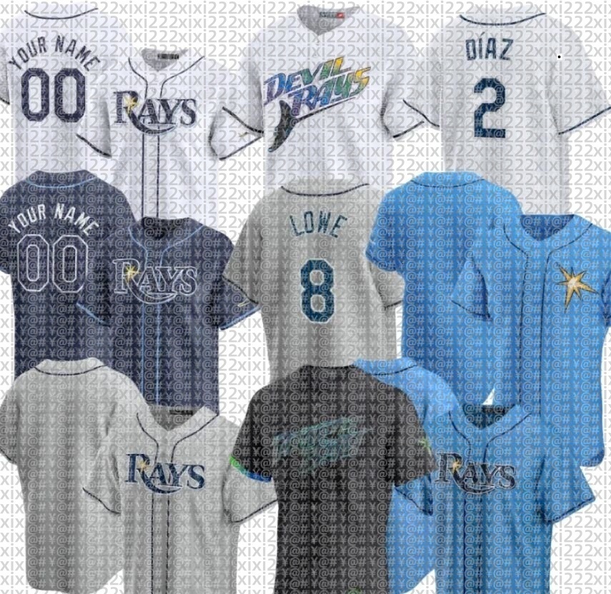 MLB Rays Jersey Baseball Wade Boggs Ben Rortvedt Yandy Diaz Brandon Lowe Jose Caballero Jose Siri Junior Caminero Josh Lowe Jonny DeLuca Taylor Walls Jonathan