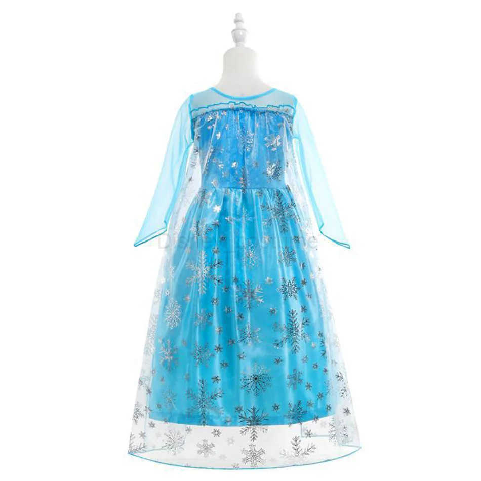 Disney 2025 Elsa Snow Queen Princess Dress Girl Costume Halloween Children Role Playing Carnival Childrens Birthday Party Dress X250408