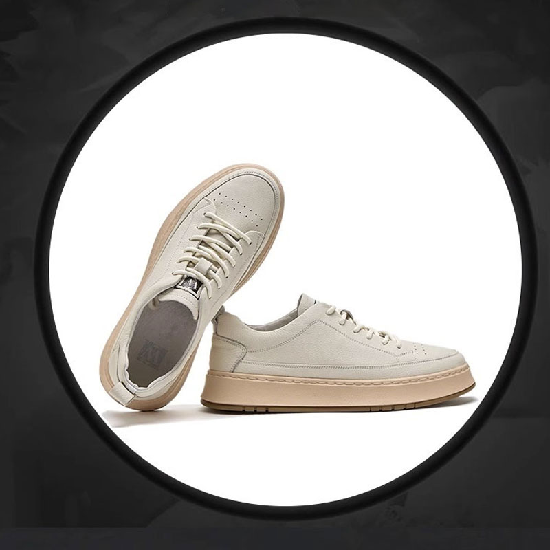 Head layer cowhide men's shoes spring 2025 new summer breathable leather white board shoes sports leisure small white shoes men
