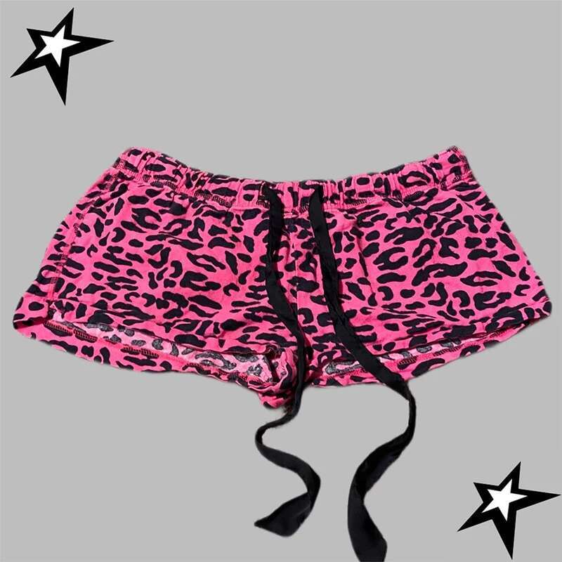 Y2k Shorts Haruku Leopard Print Women Rock Gothic Retro Pants Hip Hop Streetwear Spice Girls Hot Pants Punk Sexy Trousers