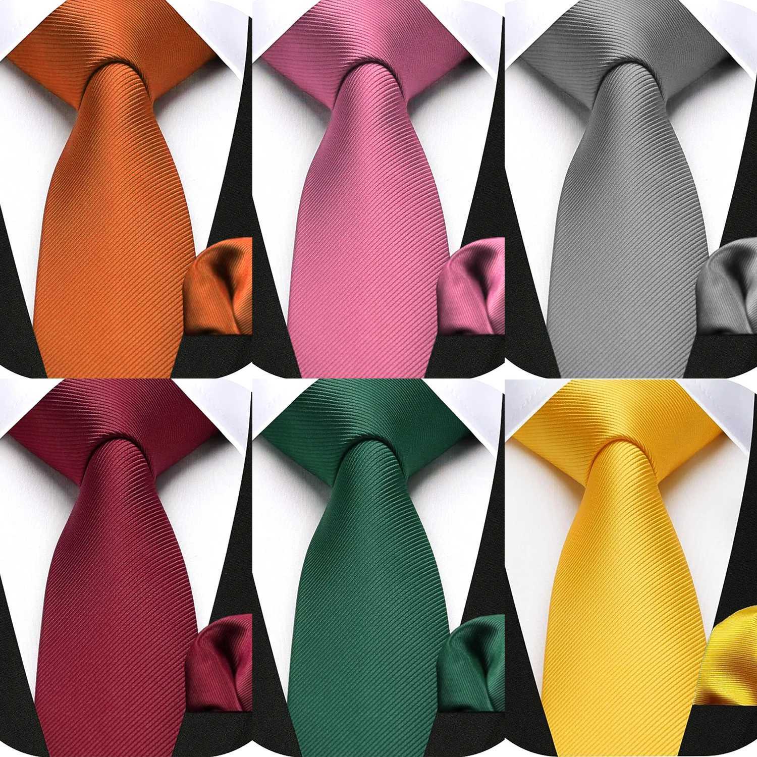 JEMYGINS Mens tie Slim Solid Color 6cm Silk necktie Pocket Square Cbo Set Suitable For Mens Birthday Gifts Weddings Business X250407