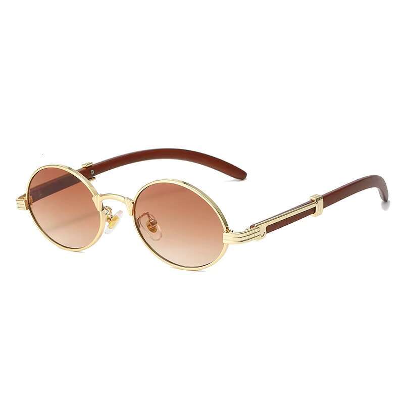 Multiple Colors Unisex High Quality Wood Grain Color Retro Oval Frame Sunglass for Men Women