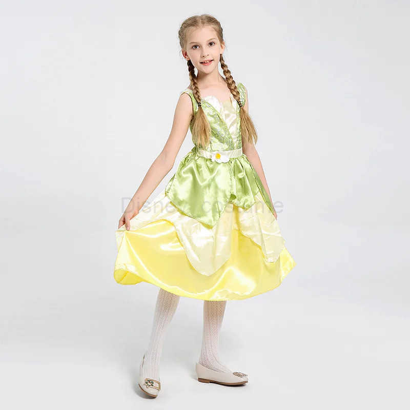 Disney Tiana costume girl dress up princess girl role-playing party costume childrens sleeveless carnival princess Halloween X250408