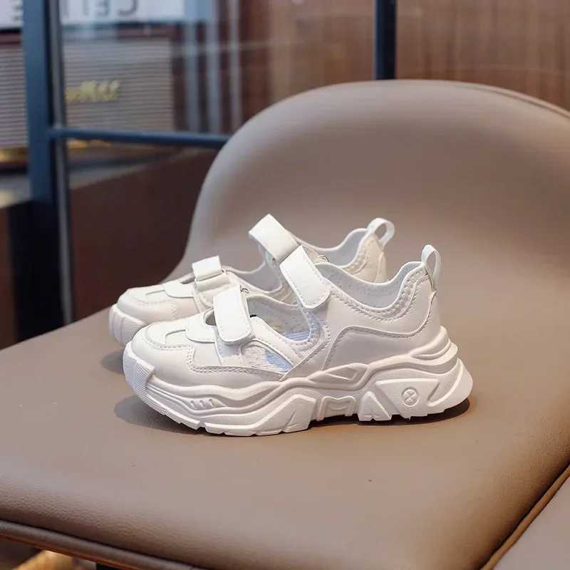 Girls sports shoes PU hook and loop fashion cute round toe shallow summer breathable boys casual running sports shoes straight W250407