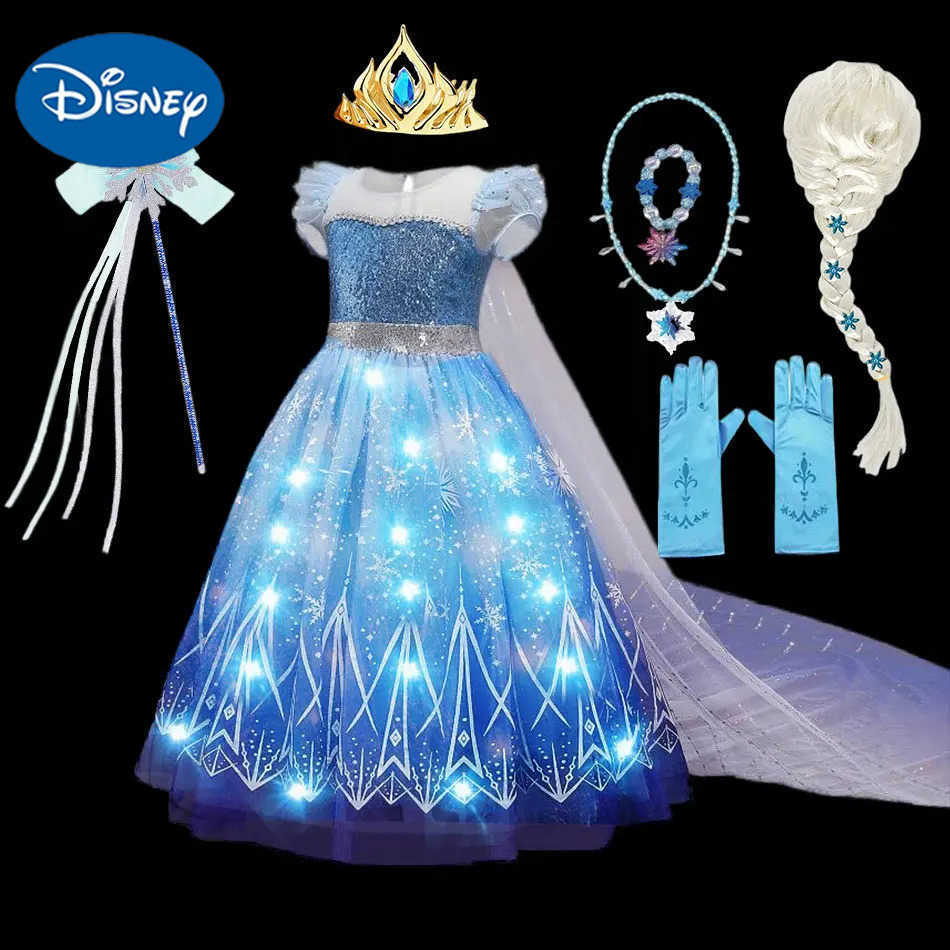 Disney 2024 Elsa cosplay dress childrens Halloween frozen carnival girls birthday Elsa princess cosplay sequins Viscidos X250408