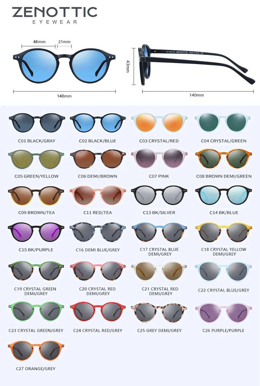 ZENOTTIC Retro Polarized Sunglasses 2023 2024 Mens Retro Small Round Frame Sunglasses Polarized Lens UV400 Goggles W250408