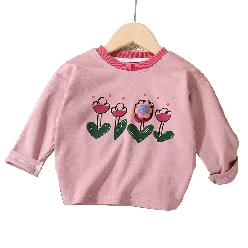 Ddmyshoesvip New Fashion T Shirt For Autumn Clothing Baby Girls Long Sleeve Bottom Shirt Children S Versatile Korean Version Flower Top