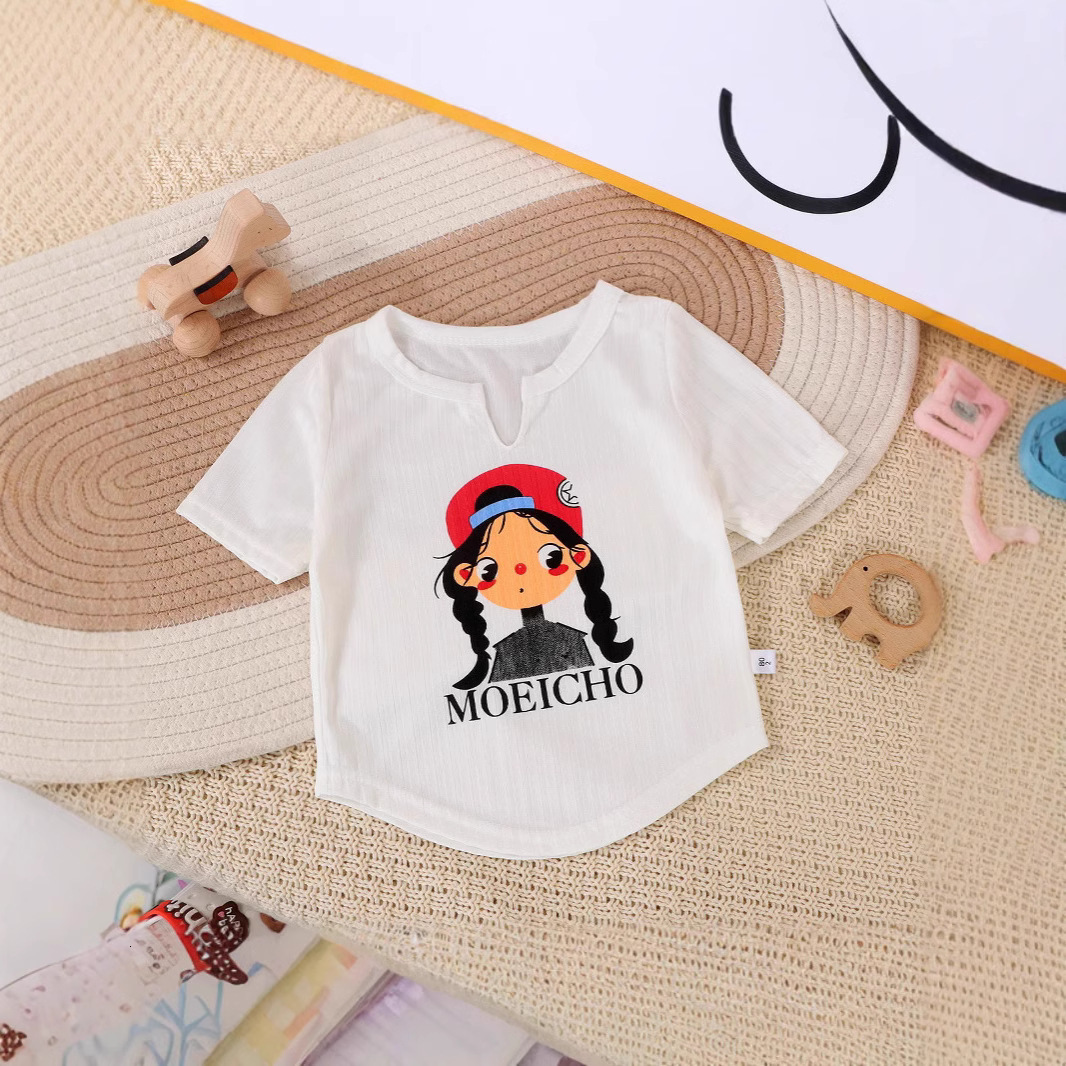 Ddmyshoesvip Girls Ice Silk Short Sleeved T Shirt New Summer Thin Top Base Coat Fashionable Children S Clothing Trend