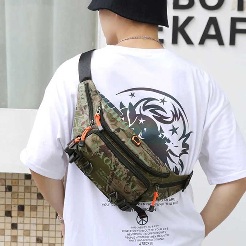 Mens waist Fanny bag waist belt running nylon waterproof multi-purpose travel sports mens suspender chest Bum Hip bag Z250407