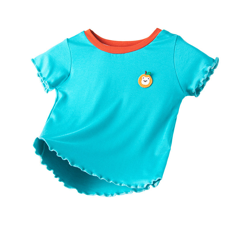 Ddmyshoesvip Children S New Summer Children S Clothing Girls And Girls Round Neck Mushroom Edge Stylish T Shirt For Babies Short Sleeved Top