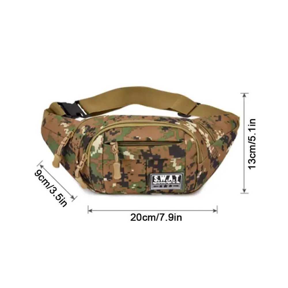 Large capacity outdoor waist bag multi-layer sling bag new nylon waterproof camouflage bag Z250407