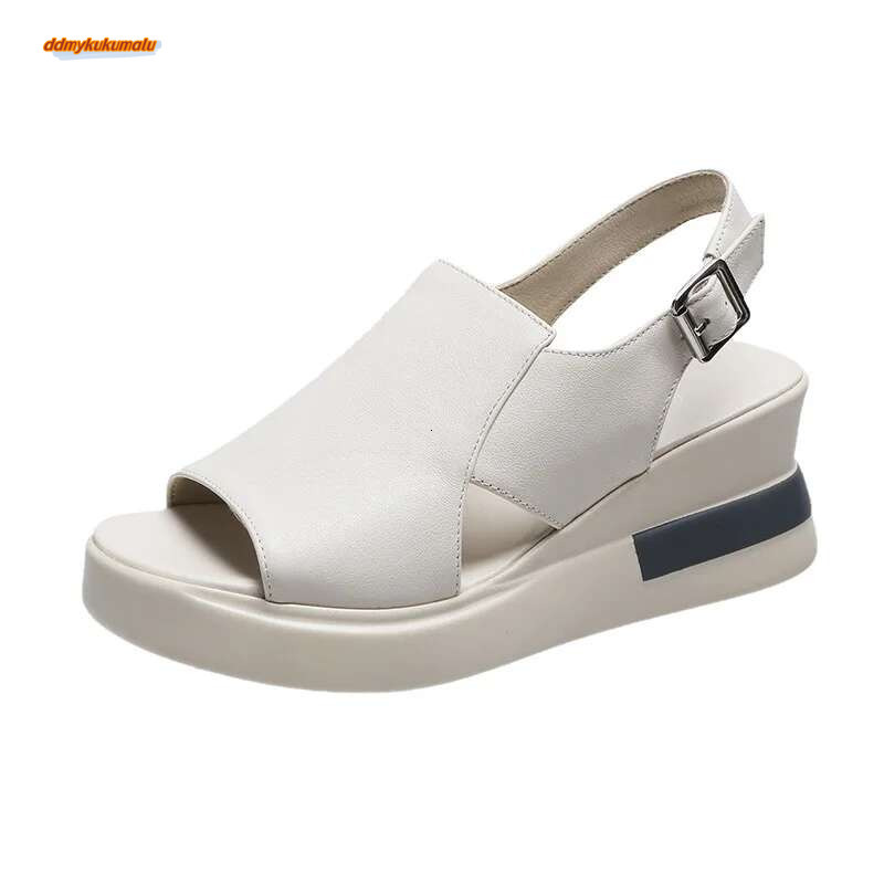 Comfortable Fashion Muffin Thick Bottom Slope Heel Women's Back Empty Snap Large Size Light Sandals 2023 ddmykukumalu
