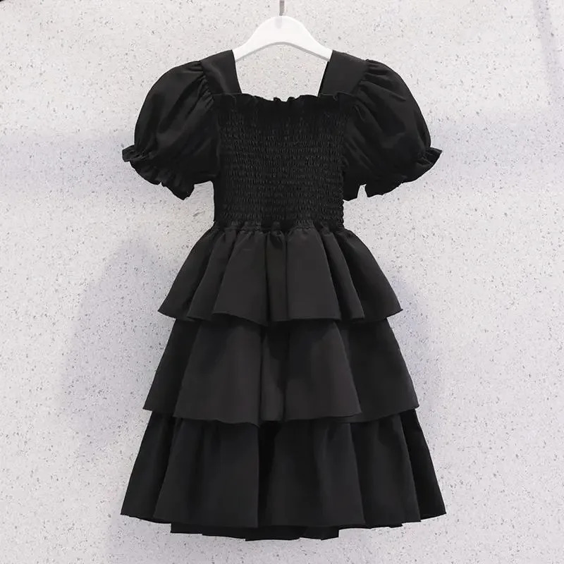 spring summer Kids white Dresses Child Clothes Teenager Girls Daily Wear backless ball gown layered dress 4 6 8 6 9 12 year 250408