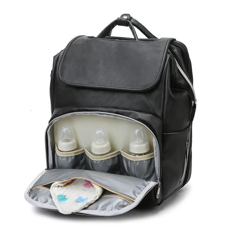Multi Functional Mommy Bag PU Leather Diaper Bag Backpack Unisex Baby with Changing Mat Large Capacity Travel Diaper Backpack 250407