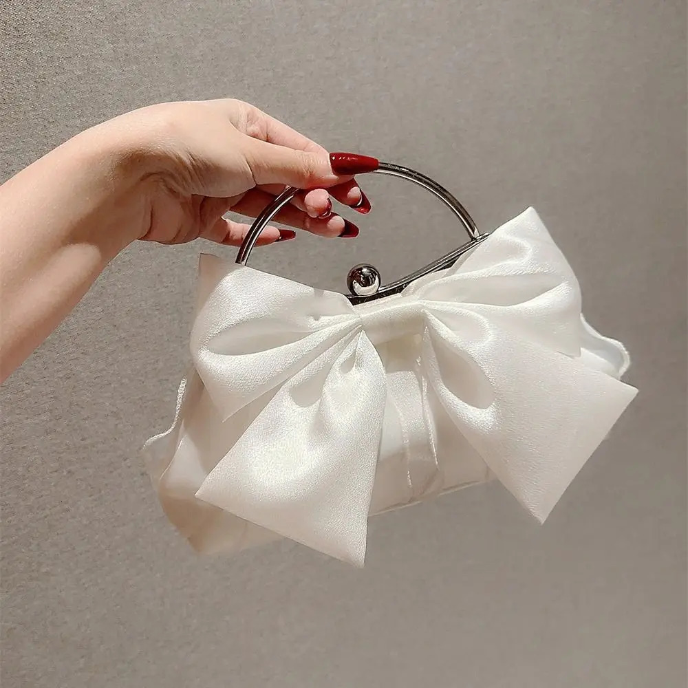 Golden silk bow evening bag for womens elegant and fashionable banquet clutch chain shoulder bag wallet for womens party handbag 250402