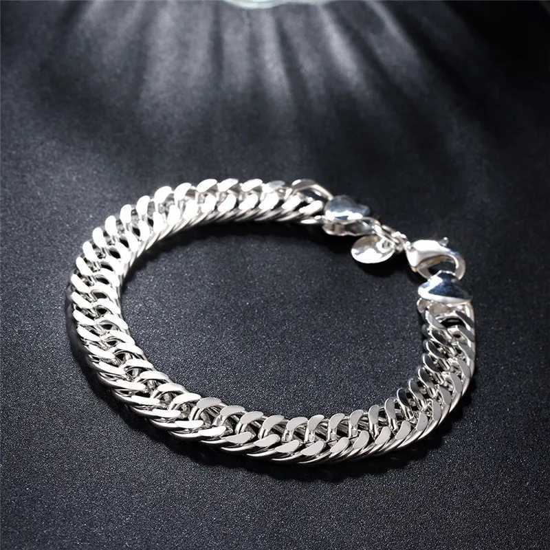 Noble 925 Sterling Sier Square Solid Chain Bracelet For Wen Men Charm Party Gift Wedding Fashion JewelryC250408