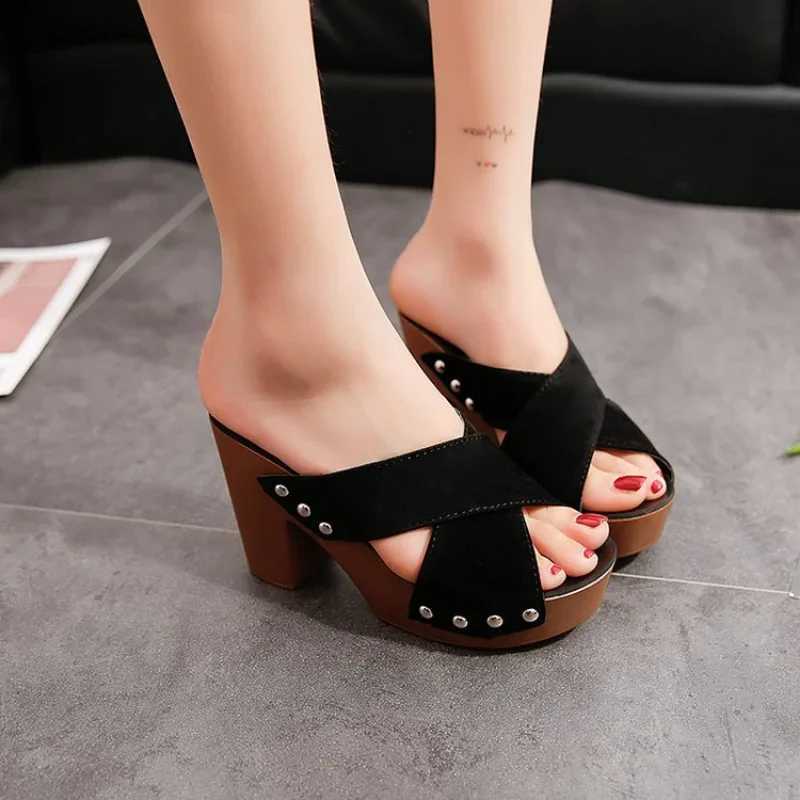 Summer womens sandals square high heels platform casual pump Peep Toe womens elegant womens shoes Zapatos De MujerXJ250407
