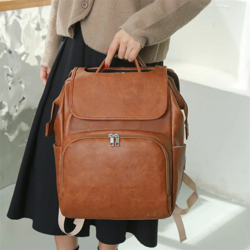 Multi Functional Mommy Bag PU Leather Diaper Bag Backpack Unisex Baby with Changing Mat Large Capacity Travel Diaper Backpack 250407
