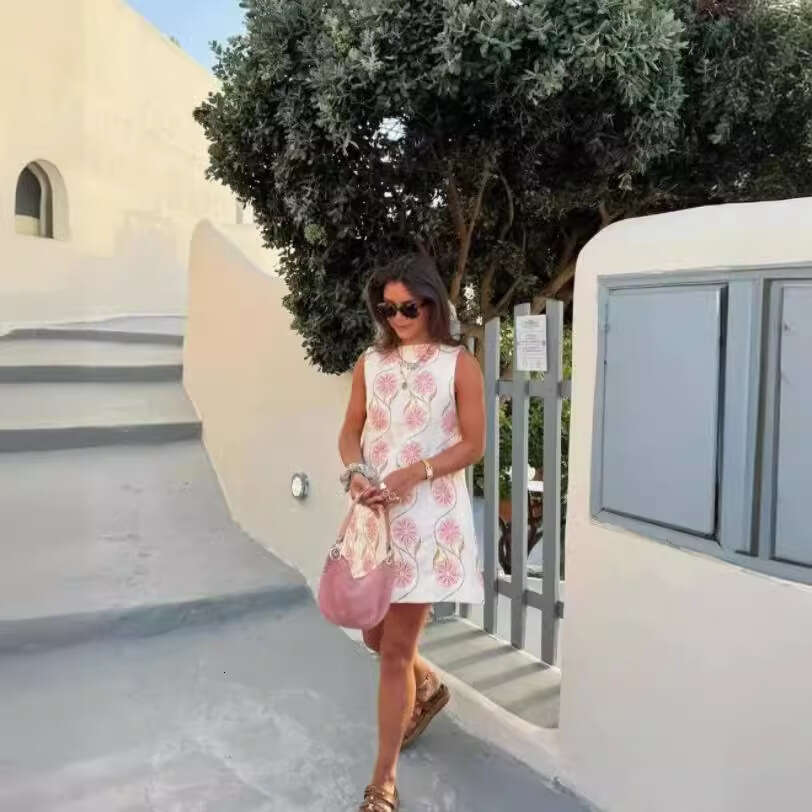 Dresses for Woman Elegant for A Wedding Long Dress Womens Designer Clothing Devise Robe De Designer Dress Womens Pink Floral Sleeveless Dress