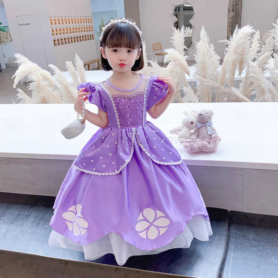 Disney Sofia cosplay princess dress girl birthday party Vestdos luxury LED lit carnival anime cosplay dress X250408