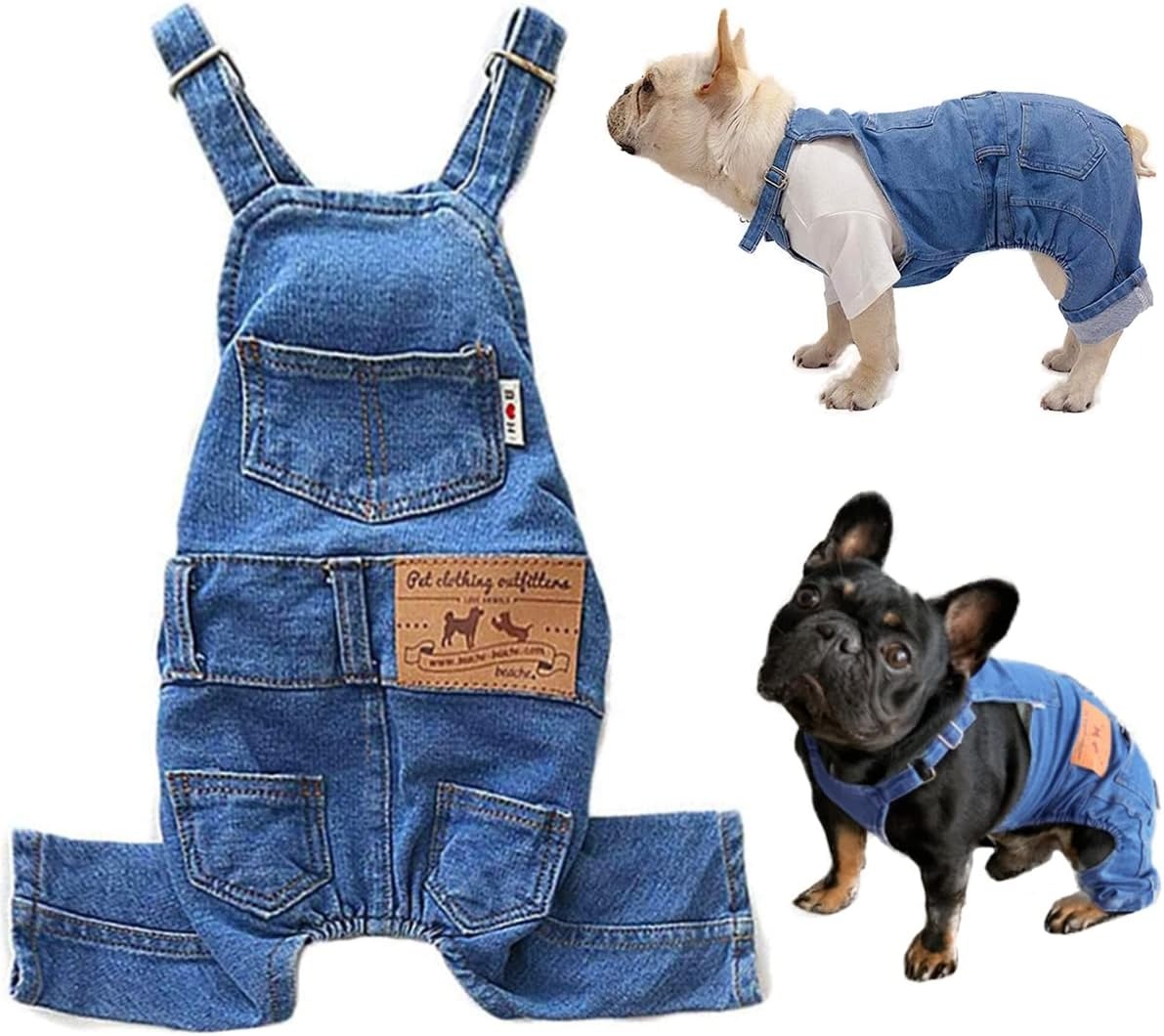 Dog Denim Overalls Blue Jeans Jumpsuit for Small Medium Dogs and Cats Comfortable Pet Apparel for Puppies Boys and Girls Medium Size