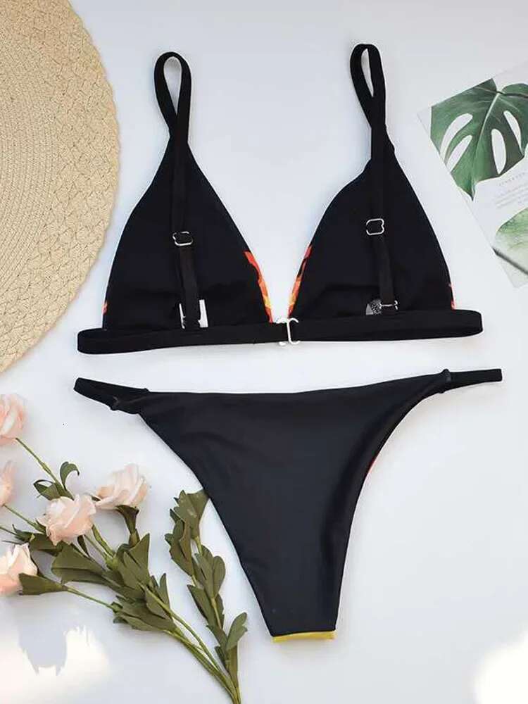 Dongdumaoyi Fire Print Bikini Sexy Off Shouler Women Swimsuit Push Up Plaid Swimwear Brazilian Set Bathing Suit Trajes De Ba O Mujer