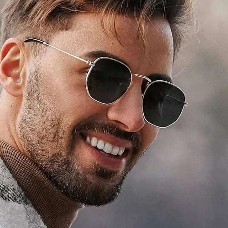 2024 Hexagon Sunglasses Women Brand Designer Sun Men Square Metal Frame Driving Fishing Glasses Goggle Zonnebril Mannen