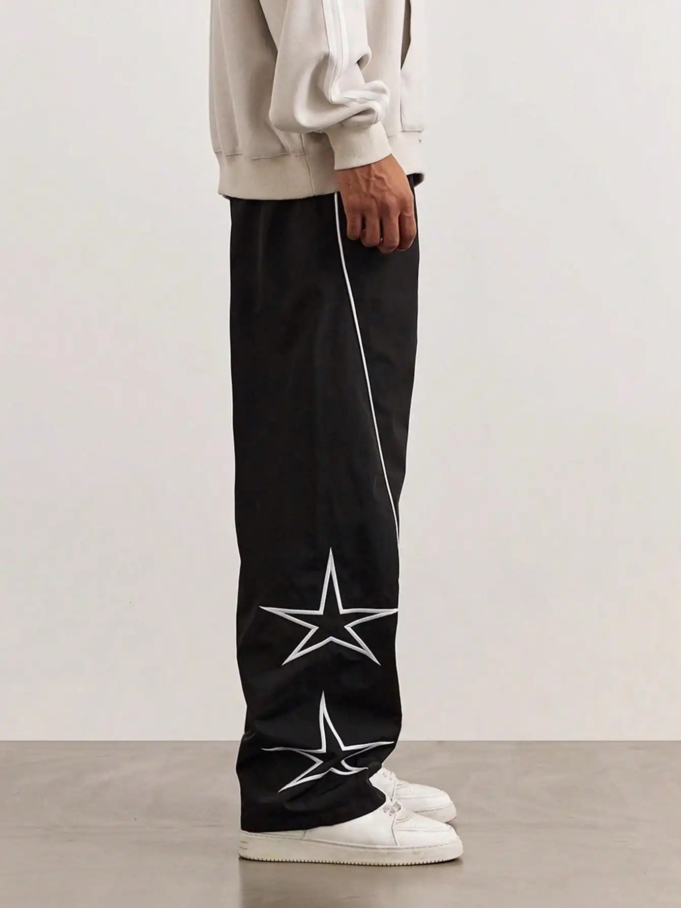 Mens straight leg pocket printed cargo pants loose casual outdoor mens work hiking and fishing 250403