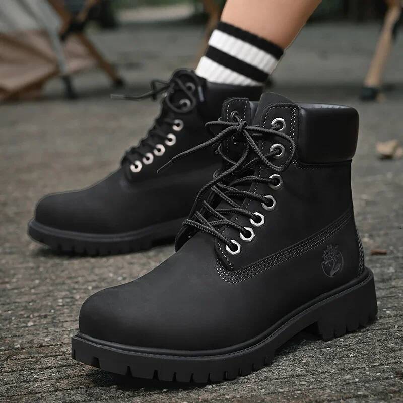Men High Top Men's Leather Winter Fashion Plush Warm Shoes Outdoor Sneakers Lace Up Non-Slip Ankle Boots Male ddmythur