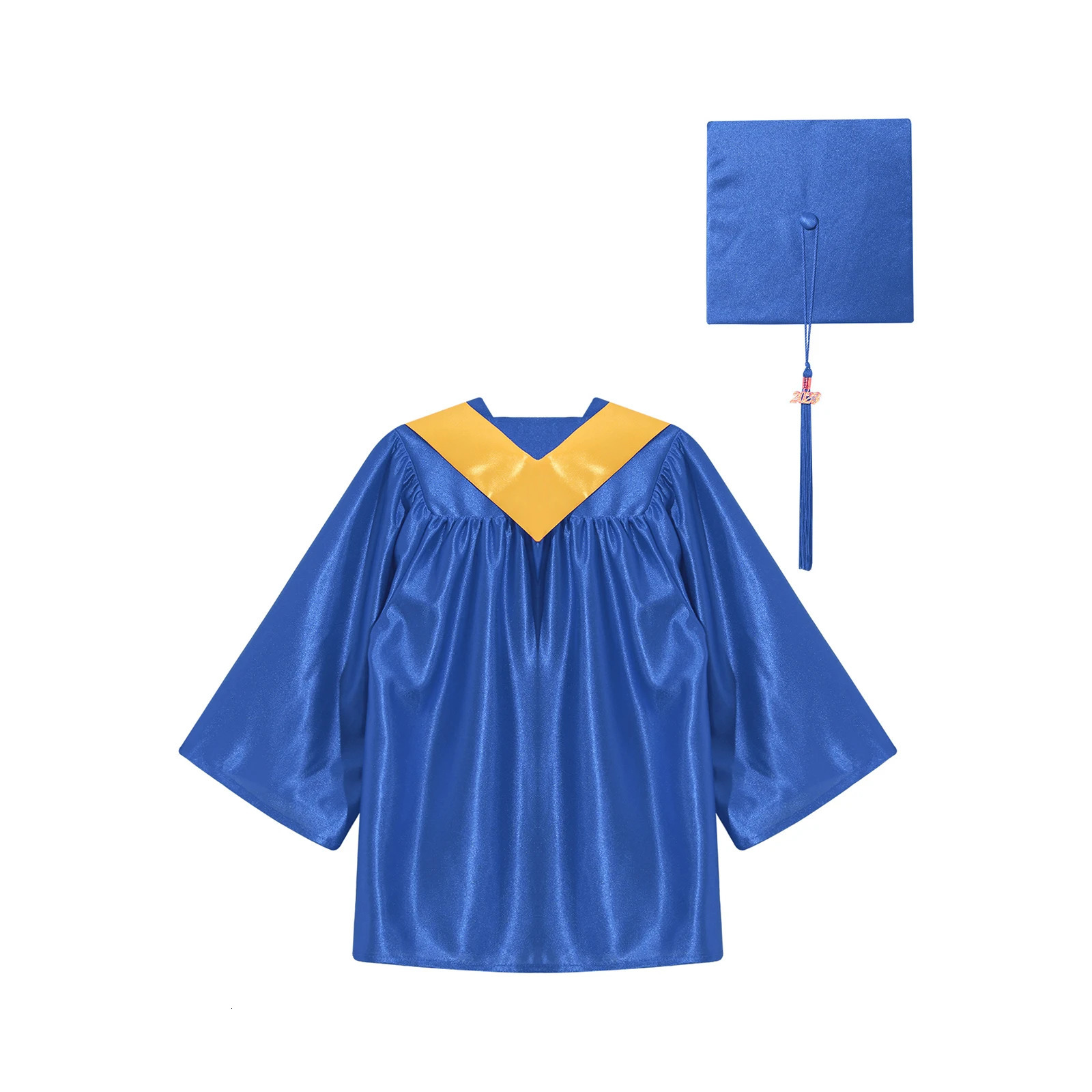 Kids Girls Boys Kindergarten Primary Graduation Gown Cap Preschool Uniform Suit with Badge Tassel And Graduation Sash 250407