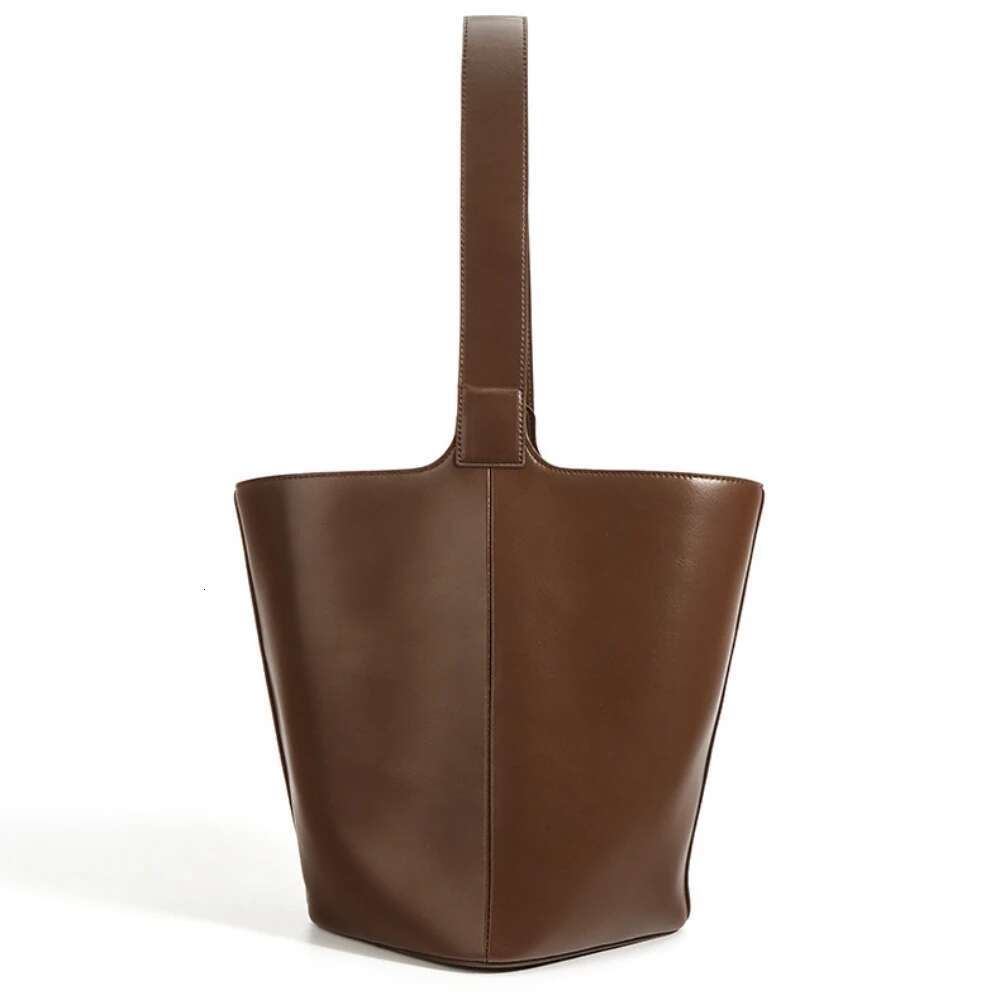 Vintage Large Capacity Tote Coffee Color Glossy Split Cow Leather Women Handbag Adjustable Handle Female Armpit Shoulder Bag