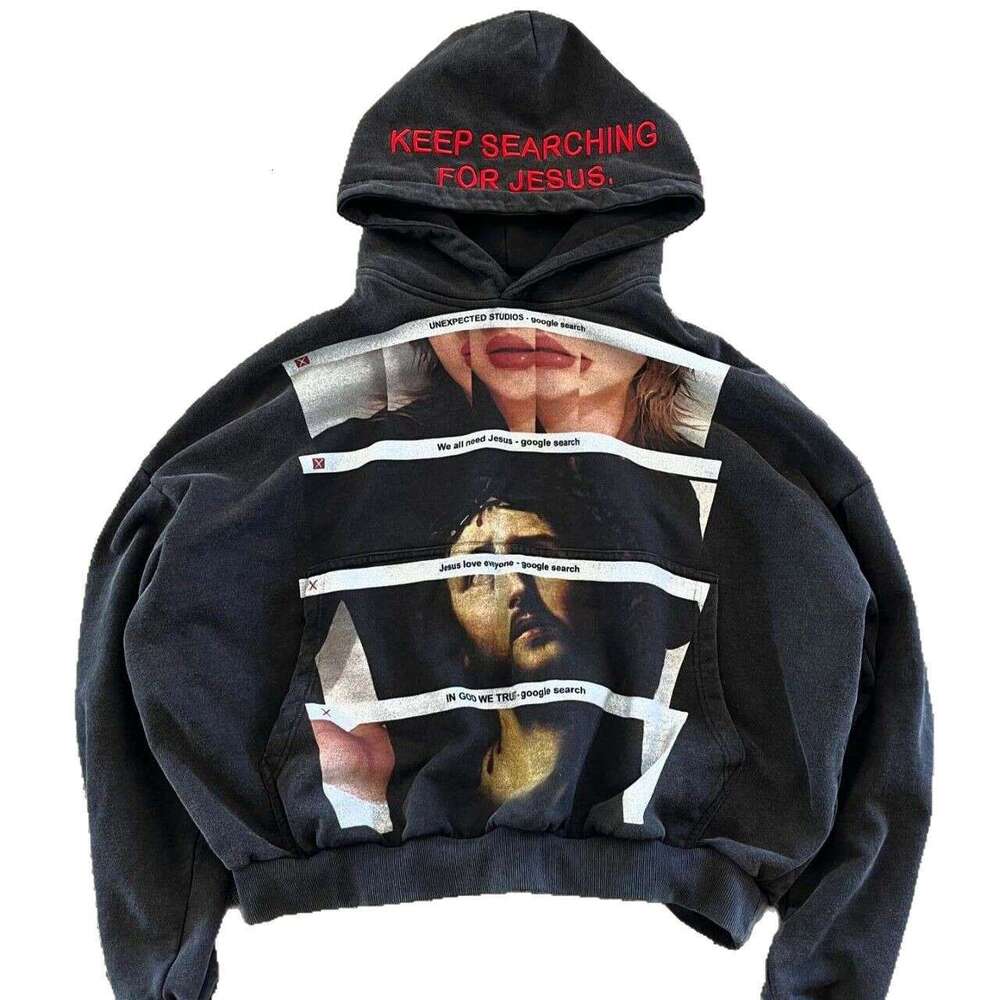 American street hip hop high-quality washed pure cotton embroidered design sense fashionable top for both men and women hoodie