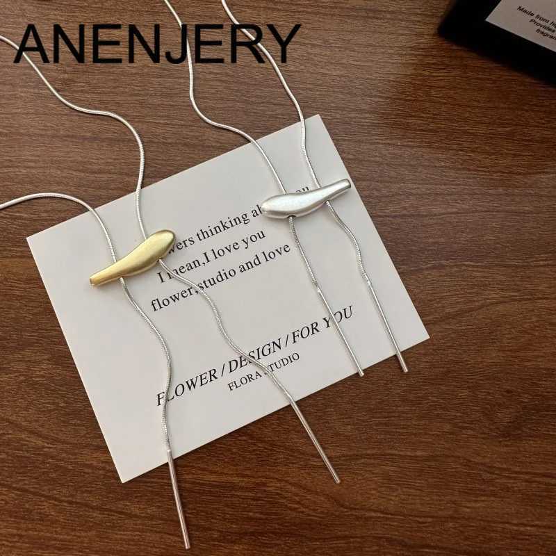 ANENJERY Geometric Smooth Irregular Long Chain Necklace Star Necklace for Women Versatile Temperament Sweater Chain Jewelry GiftC250407