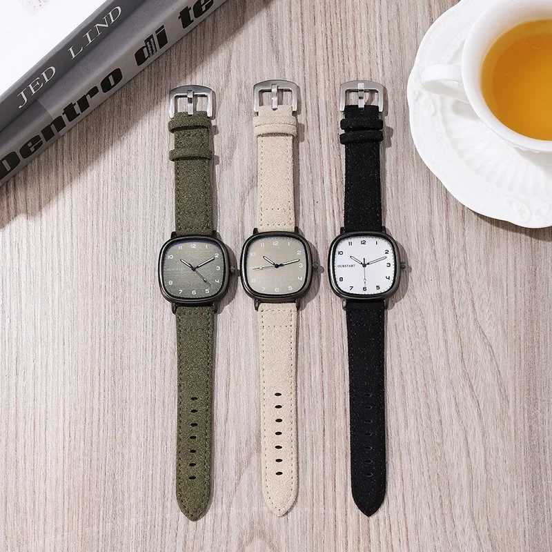 Vintage Square Dial Belt Watch Brand Quartz Watch Youth Student Watch Casual Fashion Mens Gift Watch WholesaleT250408