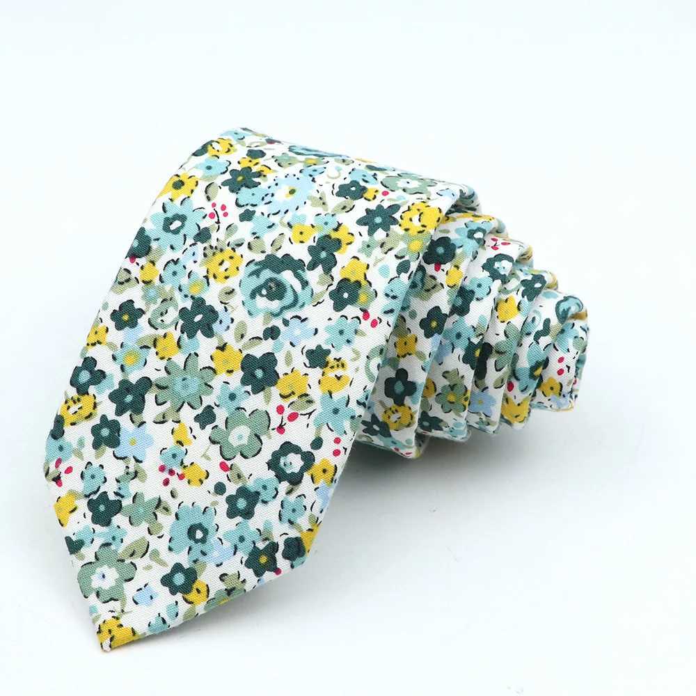 New Mens Floral Neck Ties Casual Cotton Slim Tie Skinny Wedding Party Suit Collar Flower Neckties Gravata Accessories Gift X250407