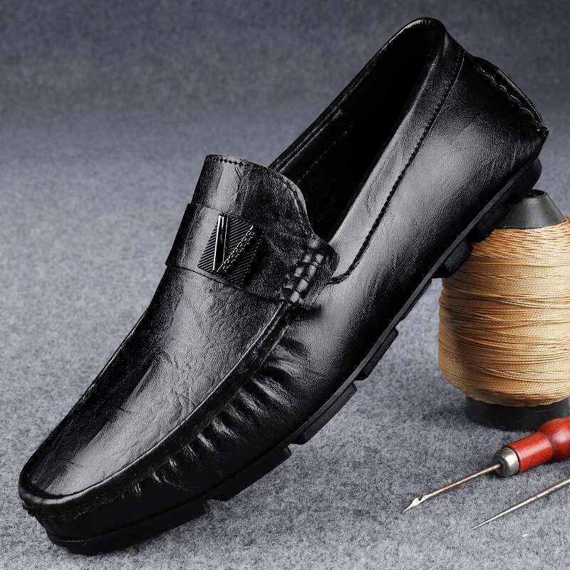 Genuine Leather Men Loafers Handmade Mens Casual Shoes Fashion Slip On Flats New Design Male Driving Footwear Moccasins