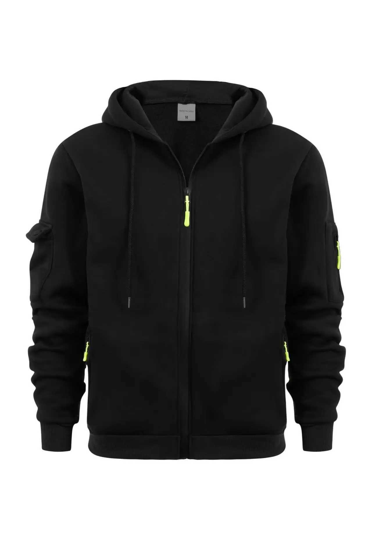 Mens Hoodie 2025 Spring/Summer Zipper Arm Pocket Cardigan Mens Sports Casual Zipper Hoodie Coat W250408