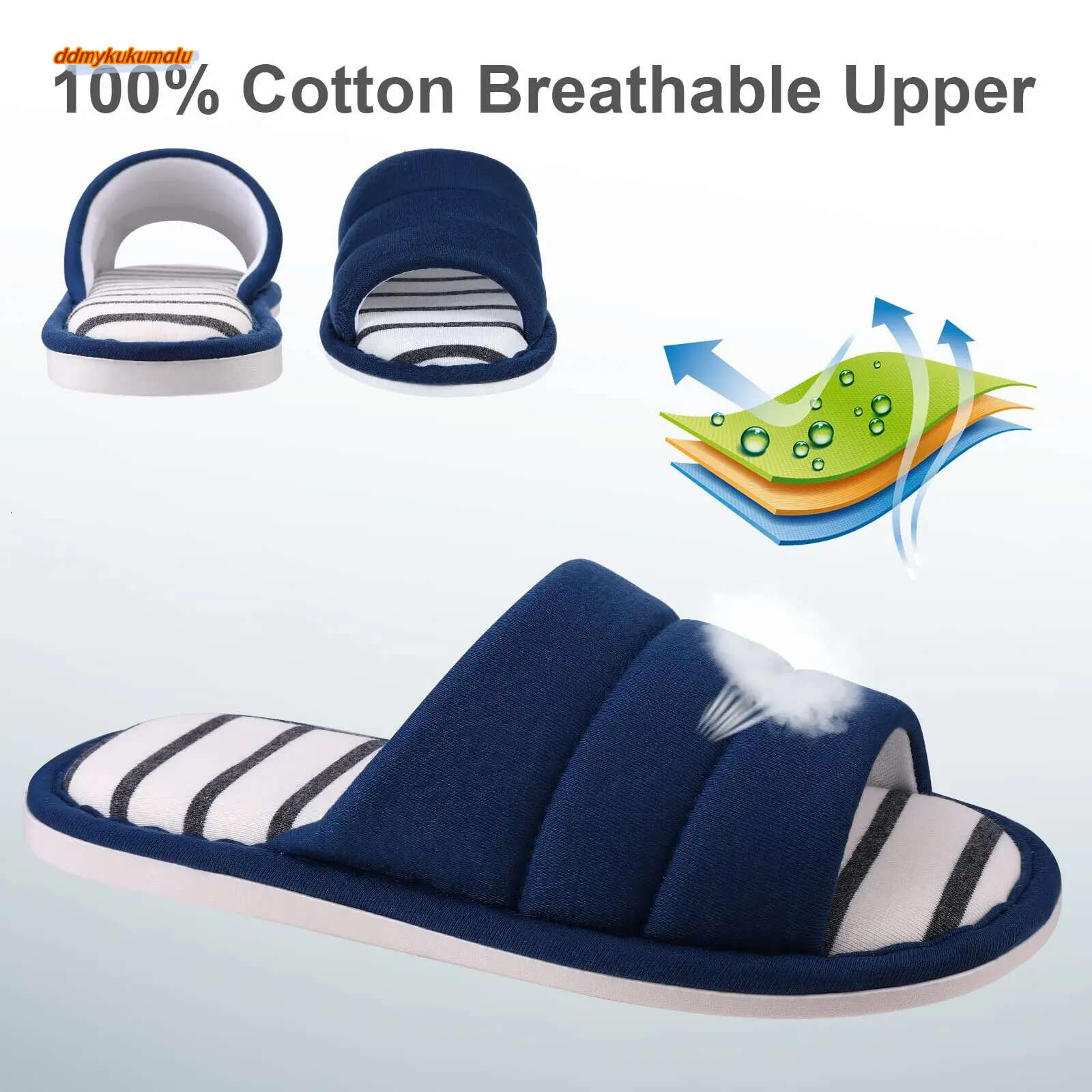 Comwarm Women Cotton Indoor Open Toe Soft Slippers Casual Flip p Ladies Home Slip-on Memory Foam Bedroom Flats Shoes ddmykukumalu