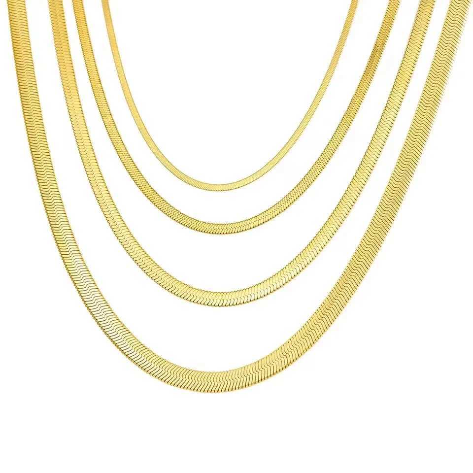 SUNIBI Stainless Steel Snake Chain Necklace for Woman Gifts Choker Herringbone Gold Color Necklaces Women Jewelry WholesaleC250407
